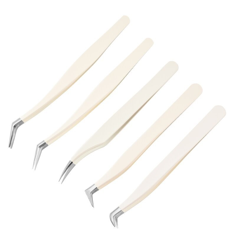 Pluošto antgalio blakstienų priauginimo pincetas tūrio izoliacija Tikslūs blakstienų pincetai Nano technologijos antakiai iš makiažo blakstienų pincetai