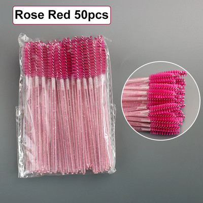 50 vnt blakstienų vienkartinio tušo lazdelės tušo šepetėlio ritė blakstienų priauginimui antakiams ir makiažui Crystal Tbestmax