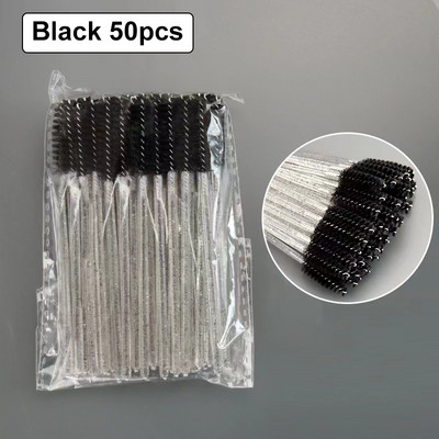 50 vnt blakstienų vienkartinio tušo lazdelės tušo šepetėlio ritė blakstienų priauginimui antakiams ir makiažui Crystal Tbestmax