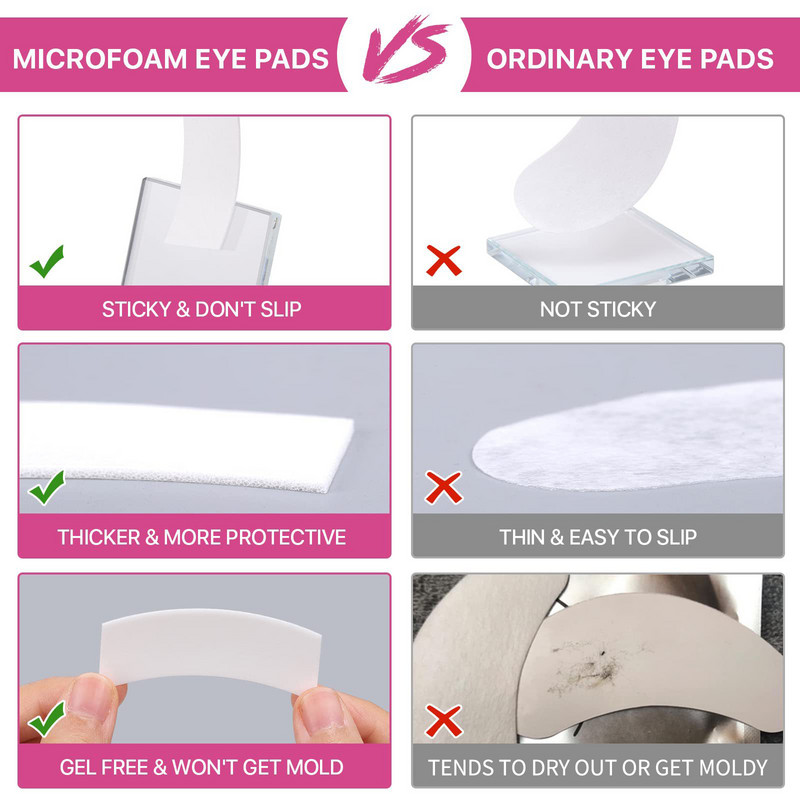 Jastučići za oči od mikro pjene od 110 komada Bezbolni pribor za trepavice Ekstenzije trepavica Lako uklanjanje trake Naljepnice za šminku ispod pribora za trepavice