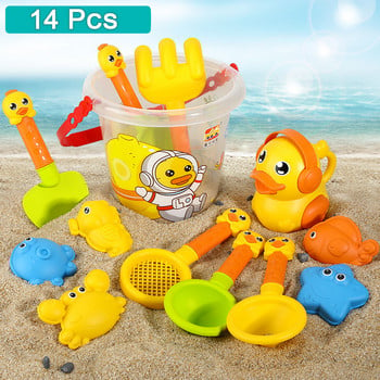 Плажни играчки за деца Комплект пясък Кофа с пясък Плажна лопата Играчки за малки деца Лятна плажна игра Детски играчки Инструменти за игра с вода