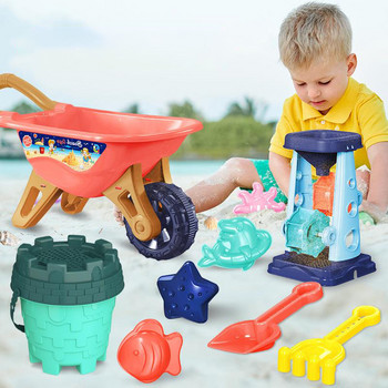Лятна плажна пясъчна игра Играчки за деца Комплект пясъчници Комплект вода Играчки Кофа за пясък Яма Инструмент Играчки на открито за деца Момче Момиче Подаръци