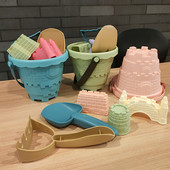 Vasaras bērnu āra pludmales spainis, smilšu pulkstenis, lāpsta, pils, krāsainas rotaļlietas, vecāku un bērnu interaktīva ūdens spēle