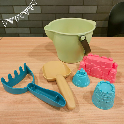 Vasaras bērnu āra pludmales spainis, smilšu pulkstenis, lāpsta, pils, krāsainas rotaļlietas, vecāku un bērnu interaktīva ūdens spēle