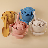 8gab Beach Toys bērnu pludmales rotaļlietas, silikona spainis, vecāku un bērnu mijiedarbība, smilšu rakšana, lāpsta un ūdens rotaļlietas