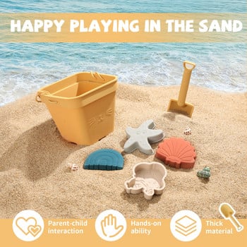 6 бр./компл. Силиконова плажна сензорна кофа Играчка Модел на животни Sand Plage за деца Интерактивна плажна водна игра за родители Играчки за деца