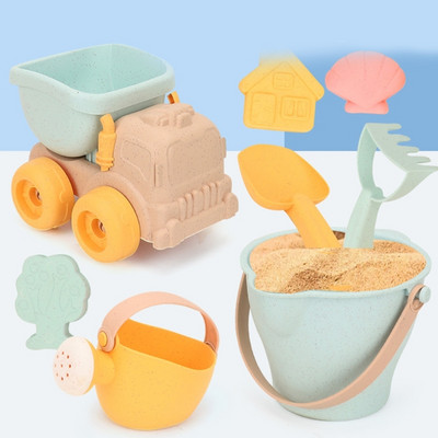 Kids Beach Toy Sand Castle Sculpture Mold Toy Truck Rake Seaside Water Play Play Toy