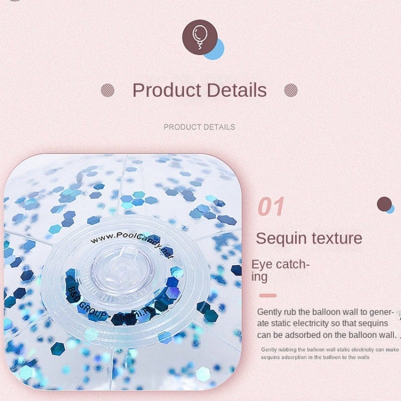 PVC zadebljani prozirni foto ukrasni rekviziti za igranje u vodi Dječja vanjska plaža Bobo lopta sa šljokicama na napuhavanje