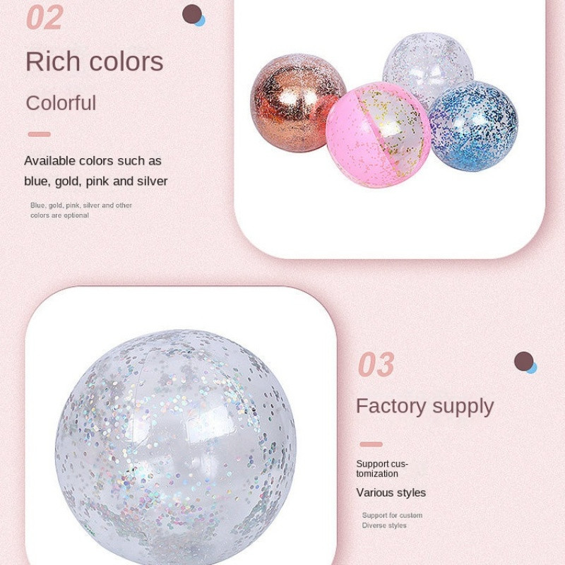 PVC zadebljani prozirni foto ukrasni rekviziti za igranje u vodi Dječja vanjska plaža Bobo lopta sa šljokicama na napuhavanje