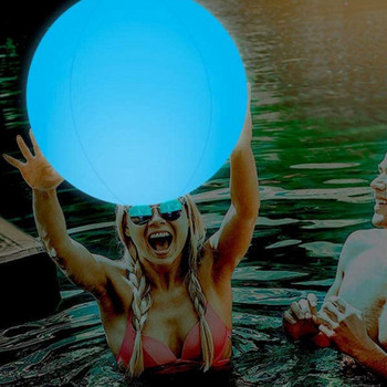40 см плажна топка за игра на плувен басейн с LED светлина Лятна игра на водно парти на открито Спортни играчки 16 цвята Светещи надуваеми топки