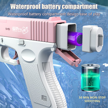 Ηλεκτρικό Glock Water Gun Πλήρως αυτόματο Παιχνίδι Παιχνιδιού Συνεχούς Σκοποβολής 434ml Τύμπανο/58ml Χωρητικότητα κλιπ για Παιδιά Ενήλικες Καλοκαιρινά παιχνίδια