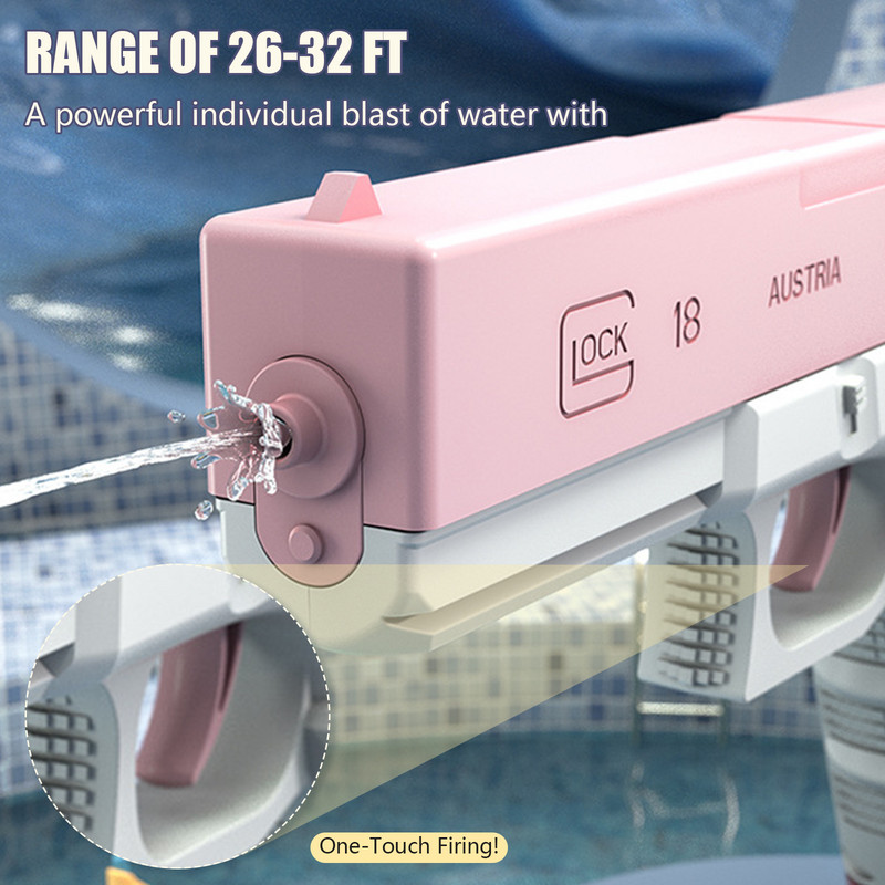 Elektrinis vandens pistoletas Glock, visiškai automatinis nepertraukiamo šaudymo žaislinis pistoletas, 434 ml būgnas / 58 ml spaustuko talpa, skirta vaikams suaugusiems vasaros žaislams