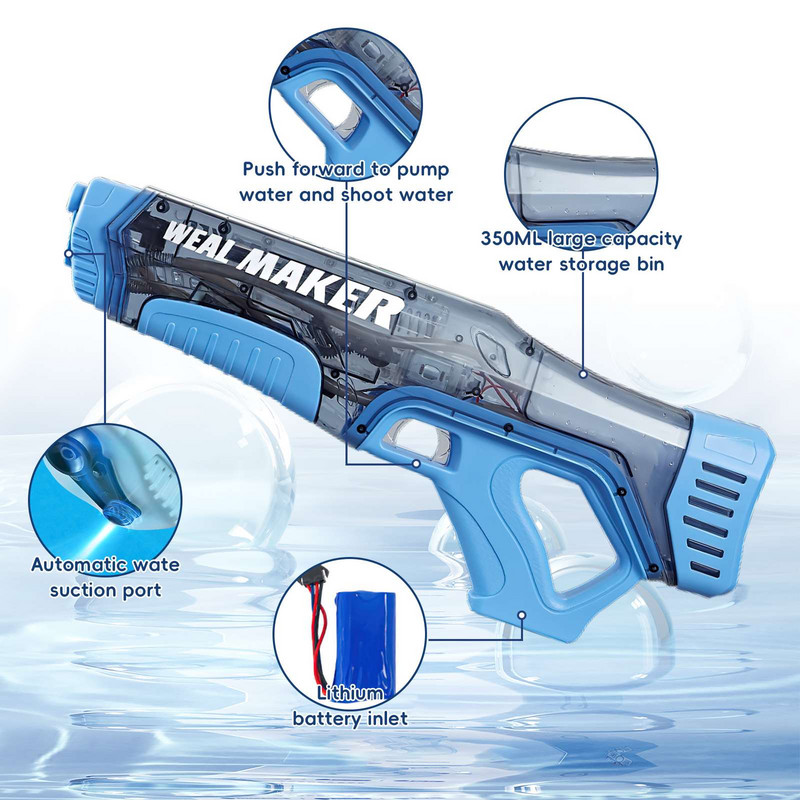 2024. gada automātiskā vasaras elektriskā rotaļlieta, ūdens pistole, indukcijas ūdens pistole, augstas tehnoloģijas izsmidzināma baseina pludmales āra ūdens cīņas rotaļlieta bērniem