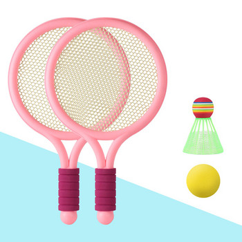 1 комплект плажен тенис Детски бадминтон с двойна волана Комплект топки за тенис ракета Спорт на открито Мини ракета за бадминтон за деца Плаж