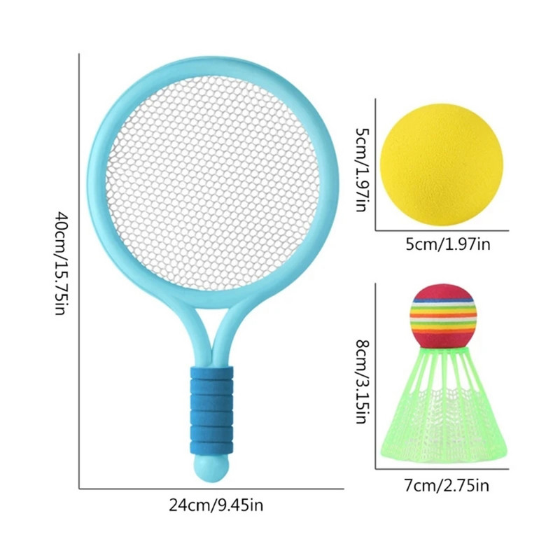 1 set tenis de plajă copii dublu volan de badminton rachetă de tenis set de mingi sport în aer liber mini rachetă de badminton pentru copii plajă