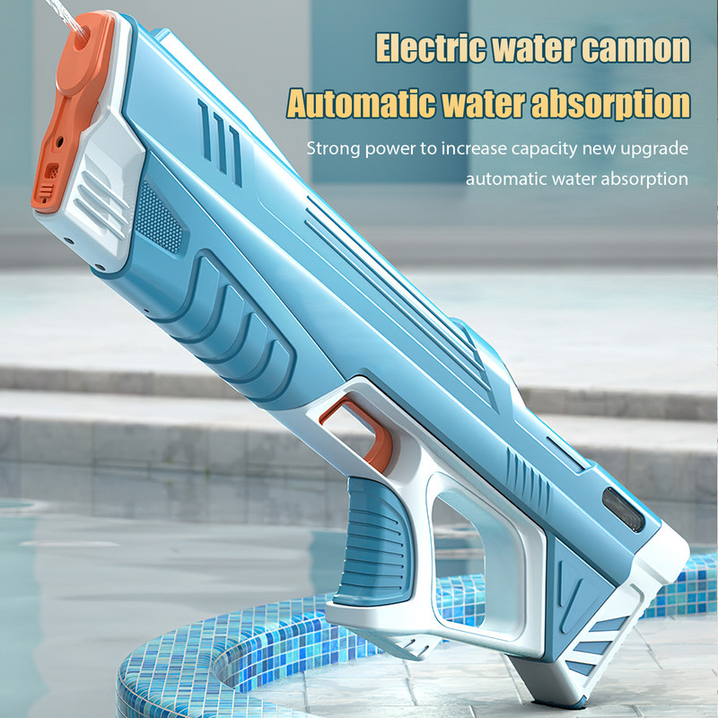 Teljesen elektromos automata vízpisztoly vízfelvevő víz töltés energia vízpermet Nyári strand szabadtéri lövöldözős játékok fiúknak, gyerekeknek