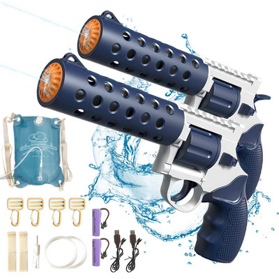 2024 New Revolver Fully Automatic Water Gun Summer Water Beach Outdoor Fight Backpack Water Guns Spray Children`s Toy Gun