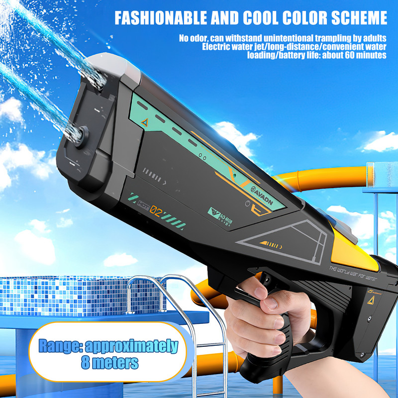 Elektrinis vandens pistoletas, visiškai automatinis šaudymo pistoletas, vandens sugeriantis sprogimo vandens pistoletas, paplūdimio lauko kovos žaislai vaikams suaugusiems
