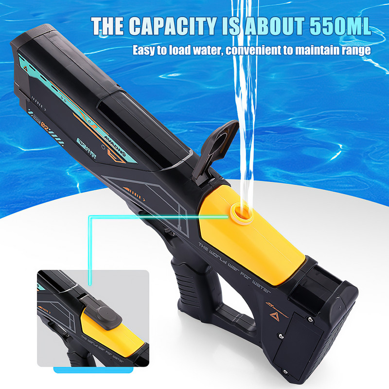 Elektrinis vandens pistoletas, visiškai automatinis šaudymo pistoletas, vandens sugeriantis sprogimo vandens pistoletas, paplūdimio lauko kovos žaislai vaikams suaugusiems