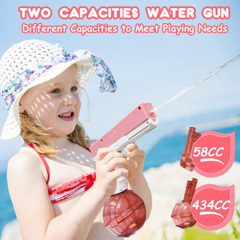 Електрически воден пистолет Играчка Автоматични шприцоващи пистолети с голям капацитет за възрастни и деца Летен плувен басейн Парти Плаж Дейности на открито