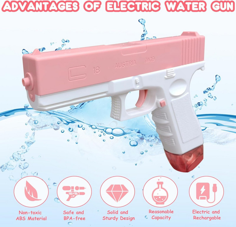 Elektromos vízipisztolyos játék, automata nagy kapacitású spriccelő pisztolyok felnőtteknek és gyerekeknek Nyári úszómedencés parti strand szabadtéri tevékenység