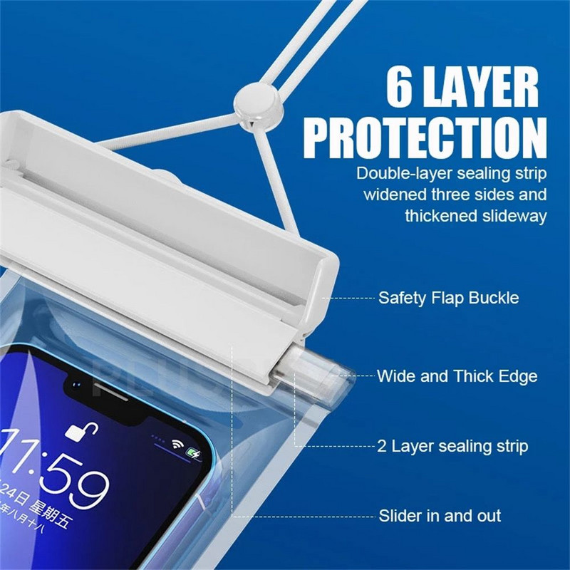 Veekindel telefoniümbris alla 7,0 tolli iPhone 13 Pro Max Swim Case IPX8 universaalne kate Huawei Xiaomi Redmi Note Samsung jaoks