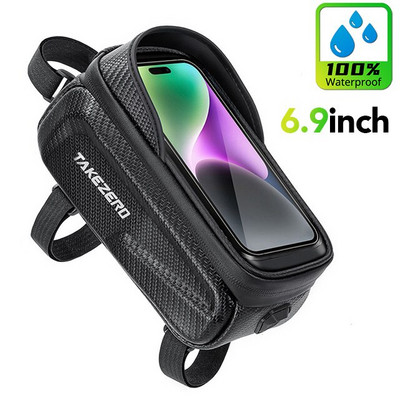 NEWBOLER velosipēda soma ūdensizturīgs skārienekrāna riteņbraukšanas soma augšējais priekšējais caurules rāmis MTB šosejas velosipēda soma 6.9 tālruņa futrālis velosipēda piederumi