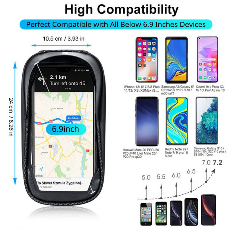NEWBOLER velosipēda soma ūdensizturīgs skārienekrāna riteņbraukšanas soma augšējais priekšējais caurules rāmis MTB šosejas velosipēda soma 6.9 tālruņa futrālis velosipēda piederumi