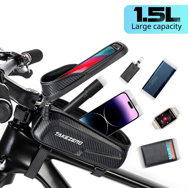 NEWBOLER velosipēda soma ūdensizturīgs skārienekrāna riteņbraukšanas soma augšējais priekšējais caurules rāmis MTB šosejas velosipēda soma 6.9 tālruņa futrālis velosipēda piederumi