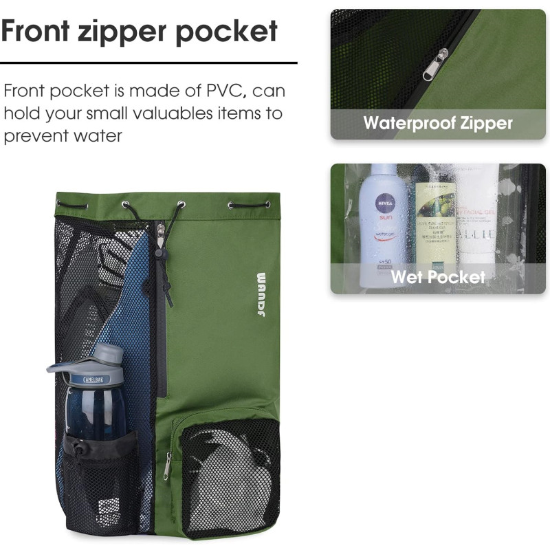 Sukeldumisvarustuse kott ujumiskott võrgust nööriga seljakott Wet Pocket rannaseljakotiga ujumiseks tasuta sukeldumise ja surfamise jõusaalitreeningu jaoks