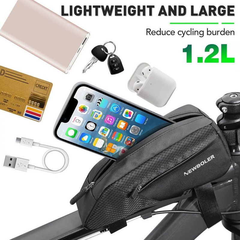 Geantă pentru bicicletă, impermeabilă, reflectorizantă, cu cadru de sus, geantă din tub, de capacitate mare, ultrauşoară, pentru bicicletă, accesorii pentru geantă pentru ciclism