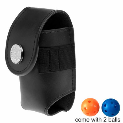 Suport pentru mingi de golf și tricouri din piele de vacă Husă de transport pentru instrumente Cutie de depozitare cu 2 mingi cadou