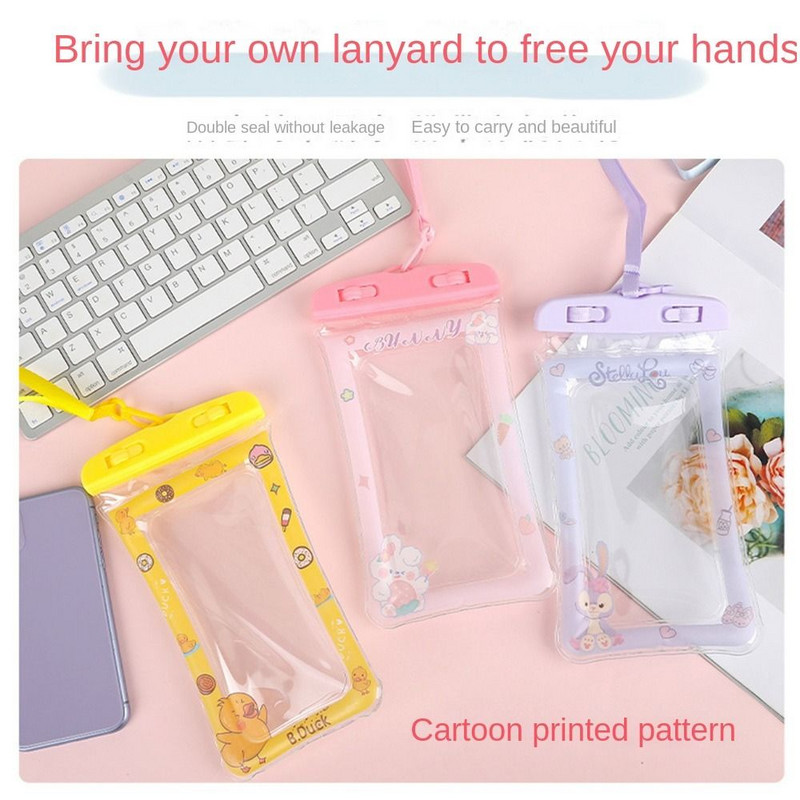 Multifilmi veekindel telefoniümbris armas rihmaga turvapadi Põrutuskindel telefonikott Puuteekraaniga mobiiltelefoni tihendikotid