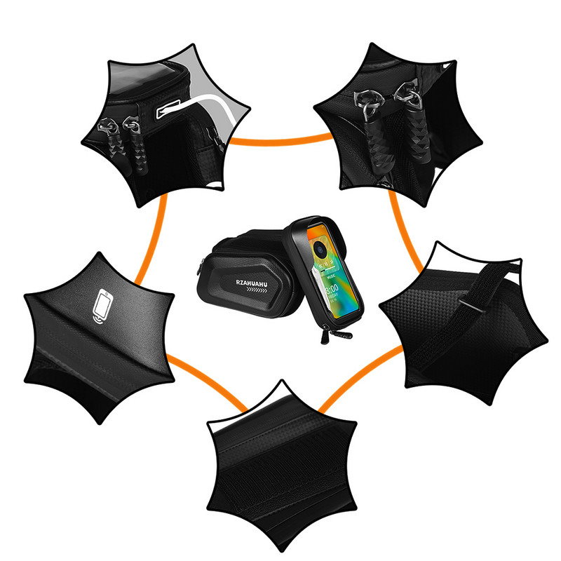 Geantă pentru cadru frontal pentru bicicletă, telefon, de 7 inci, ecran tactil, carcasă dură, impermeabilă, pentru bicicletă, cu tub superior, saci de depozitare, organizator, accesorii pentru ciclism