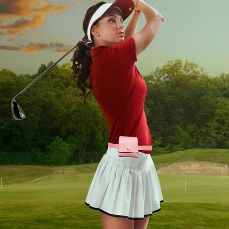 PU odos stiprios tekstūros golfo kamuoliukų krepšys, golfo nuotolio ieškiklio juosmens kišenė, mobiliojo telefono laikymo krepšys, su 70 cm diržu, atsparus vandeniui