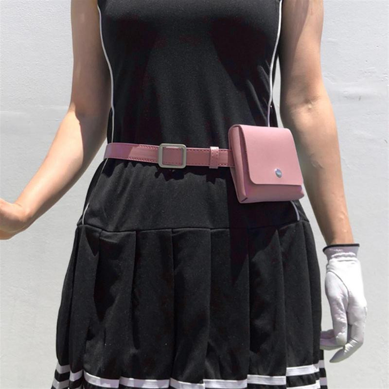 PU odos stiprios tekstūros golfo kamuoliukų krepšys, golfo nuotolio ieškiklio juosmens kišenė, mobiliojo telefono laikymo krepšys, su 70 cm diržu, atsparus vandeniui