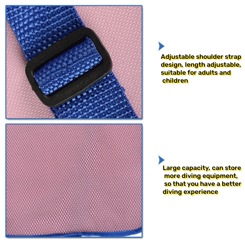 Bezmaksas niršanas aprīkojuma soma Niršanas aizsargbrilles Spuras Elpošanas caurules Uzglabāšanas Tīkla soma Regulējama plecu siksna snorkelēšanai