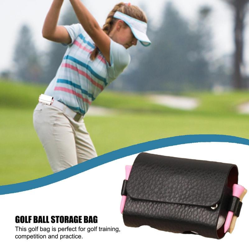 Golfa mini soma PU ādas golfa bumbiņu maiss, kas pakārts uz vidukļa Golfa jostas pārnēsājams golfa glabāšanas futrālis golfa sporta piederumu dāvanai
