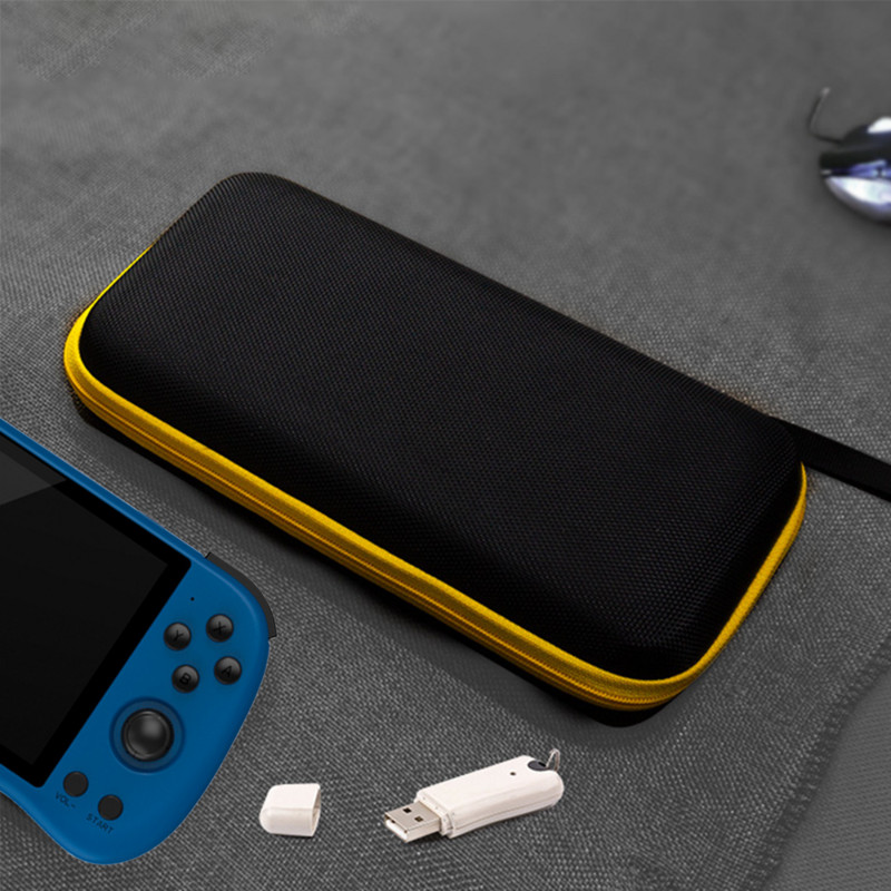 Melns Powkiddy X55 5,5 collu retro rokas spēļu konsoles maisiņš, ūdensizturīgs pārnēsāšanas soma, mini pārnēsājams videospēļu konsoles futrālis