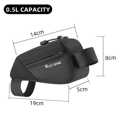 WEST BIKING Pārnēsājama velosipēda soma 1L velosipēda augšējās caurules trīsstūrveida soma Ultralight MTB šosejas velosipēda priekšējā caurule instrumentu soma Velosipēdu piederumi