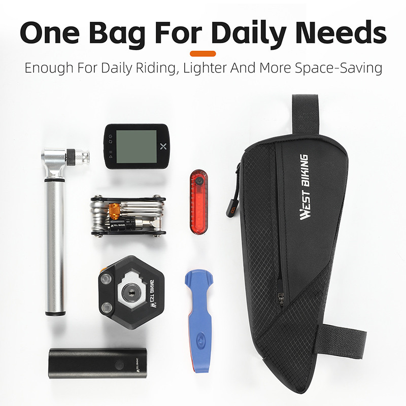 WEST BIKING Pārnēsājama velosipēda soma 1L velosipēda augšējās caurules trīsstūrveida soma Ultralight MTB šosejas velosipēda priekšējā caurule instrumentu soma Velosipēdu piederumi