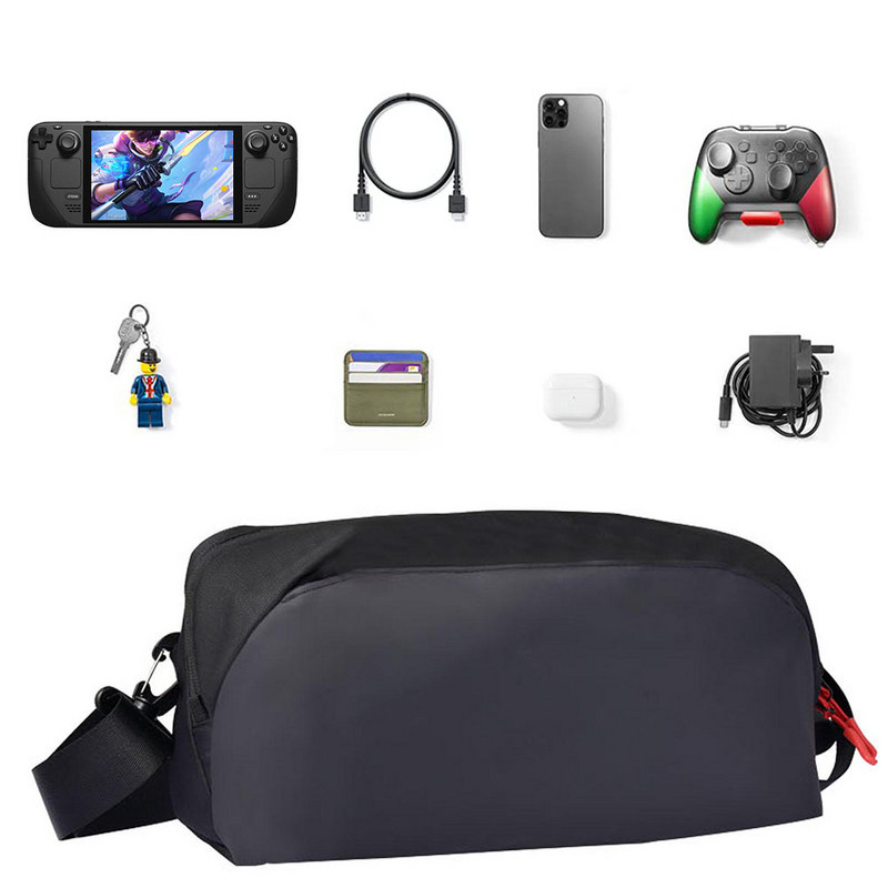 Spēļu konsoles aizsargsoma 900D Oxford Cloth Crossbody rokassomiņa Divkāršs rāvējslēdzējs Lielas ietilpības skrāpējumizturīgs tvaika klāja slēdzim
