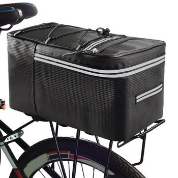 Πίσω σχάρα ποδηλάτου 15L Αποσκευή Αδιάβροχη τσάντα πορτμπαγκάζ ποδηλάτου με αντανακλαστικές ρίγες PU Πολλαπλών τσέπης ελαστικό λουράκι 7L/4,5L