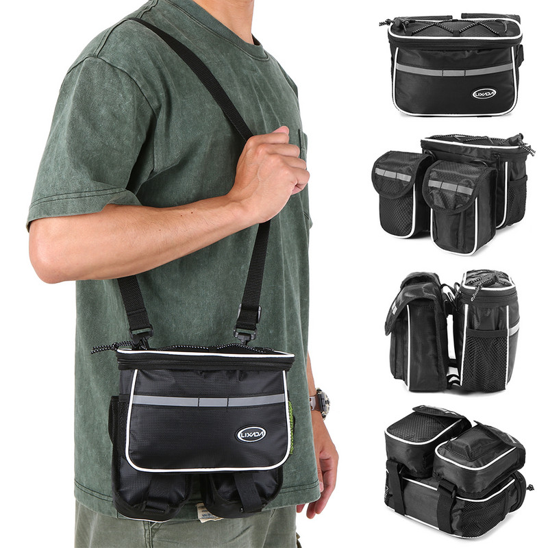 Lixada riteņbraukšanas velosipēda augšējā caurule ar lietus pārsegu ūdensizturīgs kalnu velosipēda priekšējais rāmis Pannier Bag Pack velosipēda soma