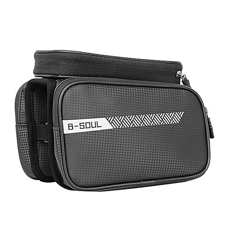 B-SOUL kalnu velosipēda augšējās caurules soma atstarojoša raksta velosipēda priekšējā rāmja somas pārnēsāšanas pakotne Lielas ietilpības velosipēda maisiņa tālruņa futrālis