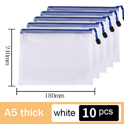 10db A4/A5/A6 hálós cipzáras tasak dokumentumtáska vízálló cipzáras irattartók Iskolai irodaszerek tolltartó tárolótáskák