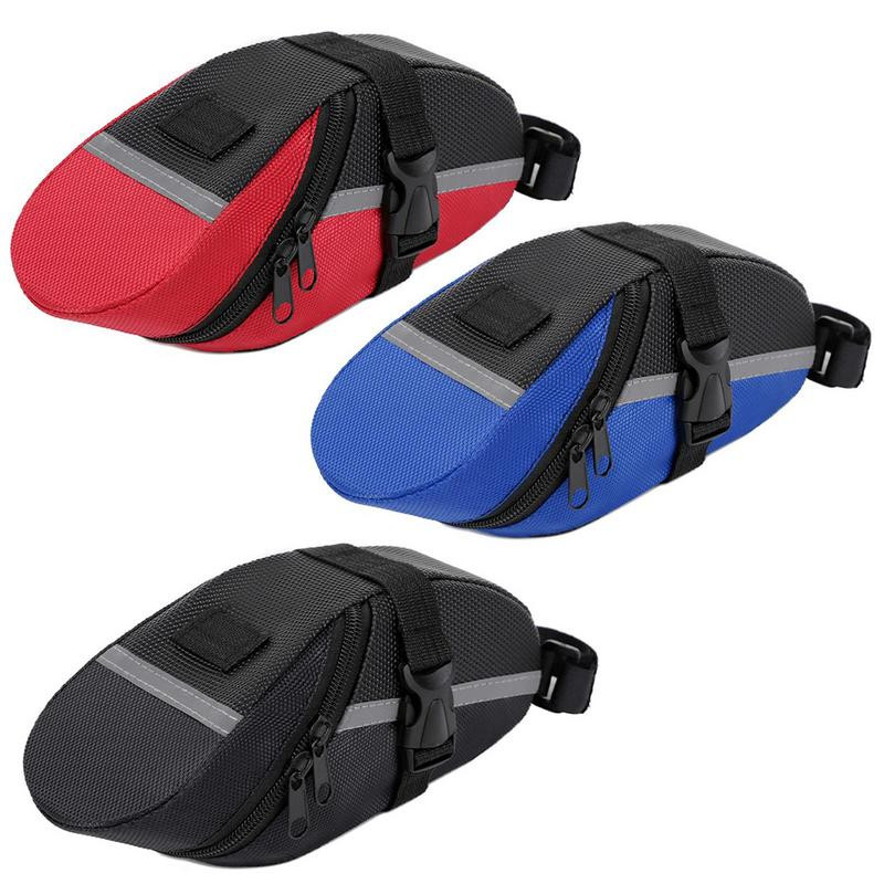 Velosipēda sēdekļu soma MTB šosejas velosipēda aizmugurējā soma ar atstarojošu sloksni, ūdensnecaurlaidīga velosipēda aizmugurējā remonta instrumenta soma riteņbraukšanas piederumam