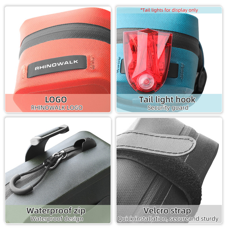 Rhinowalk torba za sjedalo bicikla, mala 0,4 L vodootporna torba za rep, prijenosna torba za sjedalo bicikla, univerzalna torbica za biciklističko sjedalo, stražnji paket