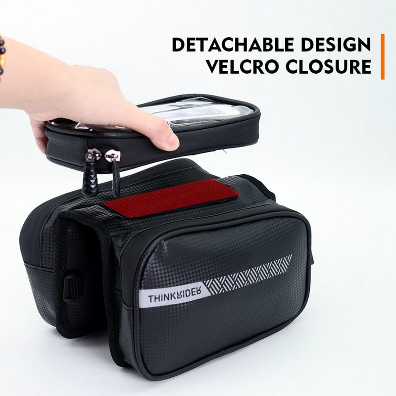 ThinkRider velosipēdu soma lietus necaurlaidīga skārienekrāna tālruņa augšējā caurules soma MTB šosejas velosipēda rāmja priekšējā sēdekļa soma un velosipēdu piederumi