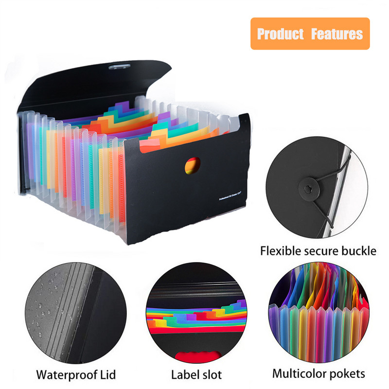 13 zsebes, kibővülő irattartó fedővel Accordian papírmappa irattartó A6 méretű dokumentumszervező otthoni iskolához